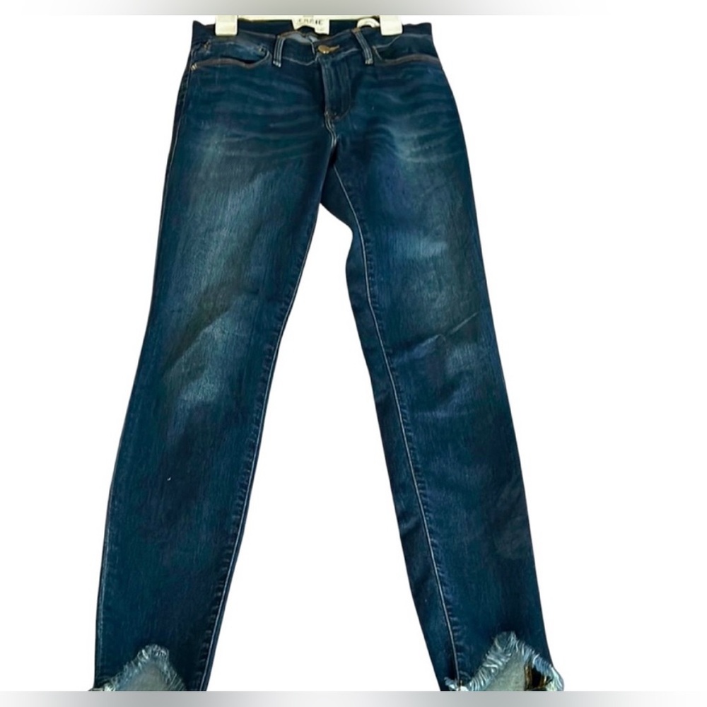 Frame Le High Skinny Raw Distressed Hem Jeans 26